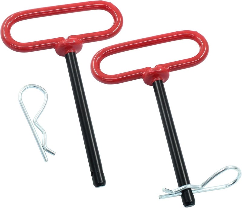 Moicstiy 2 Pcs 3/8 x 4 Inch Trailer Tow Hitch Pin and Clip, Tractors Hitch Cotter Pins for RV, Tractor, Lawn Mower (Red) - Image 1